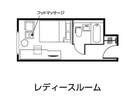 レデイースルーム(18平米、154センチ幅ワイドダブルベッド):配置図