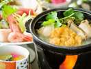 鮑とウニのいちご煮鍋付海鮮御膳一例♪