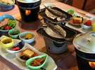 朝食:鯵の干物を中心にした和定食