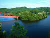 *亀山湖の眺望。天気の良い日には美しい湖をご覧頂けます。