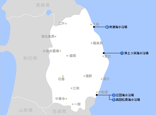 岩手海水浴場マップ