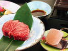 #【月プラン】料理長特選の福島牛フィレステーキ。キメの細かさ、柔らかい味わいが特徴です。