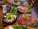 【お料理】炭火焼”ジビエ”BBQセット。信州産のお肉と自家製野菜を味わえます♪(写真は7人前)　　