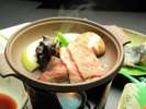 夕食-国産和牛の陶板焼き【お料理　グレードアップ】