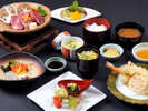 お造りや天ぷら、国産牛陶板焼きなど味わえるスタンダードな和会席。三重、伊賀の地場食材を堪能できます。