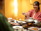 【食事イメージ】個室食タイプのご夕食ではプライベートな空間でのお食事をお楽しみいただけます。