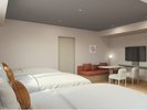 デラックストリプル／アクセシブルトリプル：3台の常設ベッドとソファベッドを完備。キッチン付きのお部屋