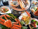 焼きガニ、天ぷら、茹でがになど蟹尽くしでお楽しみください