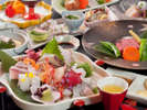 【石鎚会席】愛媛県魚「鯛」と愛媛ブランド肉「伊予牛」など愛媛の食材を使用した会席料理