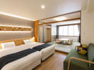 【スタンダード和洋室】客室のベッドはハリウッドツインタイプを採用しております。