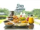 熊本城を眺めながら朝食を