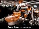 17:30-18:30は、1Fバーでフリービールを提供しています！