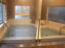 左の浴槽が炭酸水素塩泉、右の浴槽が硫酸塩泉です。