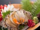 鮑(あわび)のお造り。コリっつした食感が特徴の海の宝石貝