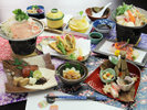 #【冬　ご夕食一例】ブランド豚「純白のビアンカ」陶板焼きと新潟の味覚が楽しめる人気のコースです。