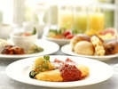 【朝食】那須御養卵を使ったふわとろオムレツは、朝食バイキングの1番人気！（一例）