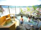 展望露天風呂大浴場　北アルプスや高山市内を望む(13F・男女別)　営業時間15:00～25:00、5:00～10:00