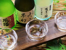 #日本酒　純米吟醸酒「ちどり荘」をはじめ、オススメの地酒を飲み比べできます。