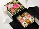 【記念日】プリザーブドフラワーとケーキがセットになった界のお祝い箱と日本酒スパークリングで華やかに！