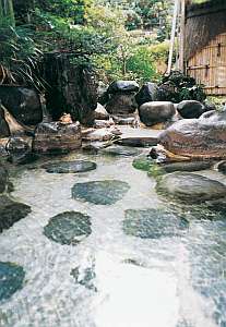 透明でさらっとした温泉。肌もすべすべ、心地よく温まる