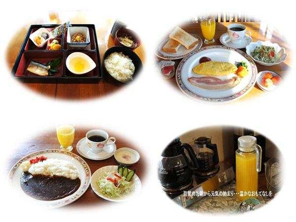朝食３種類「和食・「洋食・朝カレー」ドリンク類（コーヒー・紅茶・ジュース・ほうじ茶