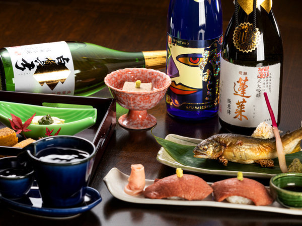 飛騨牛の炙り握りや岐阜県産の鮎の塩焼きは、飛騨古川の地酒との相性も良くゲストの皆様から高い満足度。