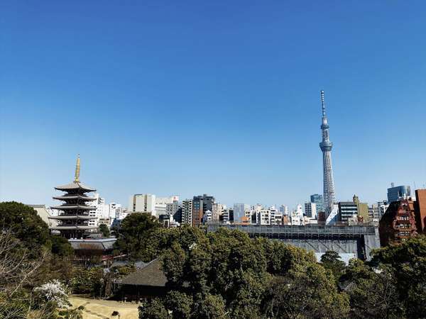 スカイプレミアム・エグゼクティブルームから望むスカイツリーと浅草五重塔