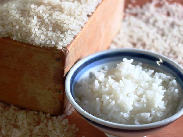 【朝食】自家製米。新種「つきあかり」