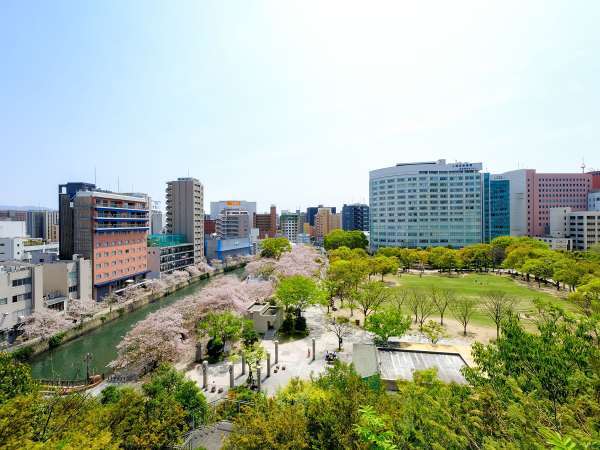 ホテル外観と天神中央公園