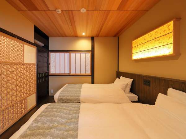主寝室・組子と京唐紙の伝統工芸品の照明