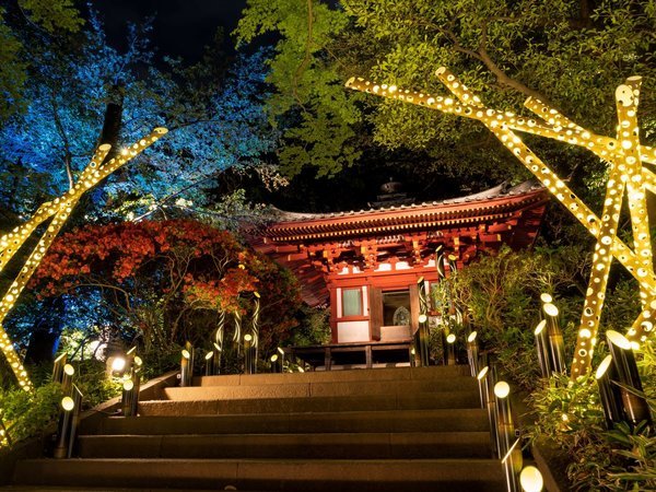「高輪廿六夜（たかなわにじゅうろくや）」を、風流な日本文化を想起させる竹あかりで表現いたしました。