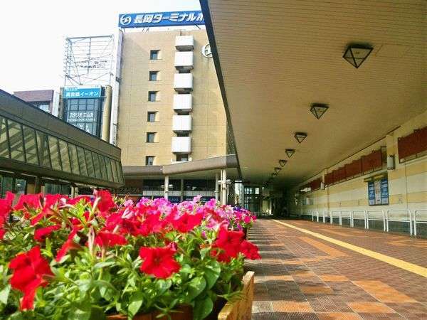 長岡駅前からホテルへ徒歩１分。