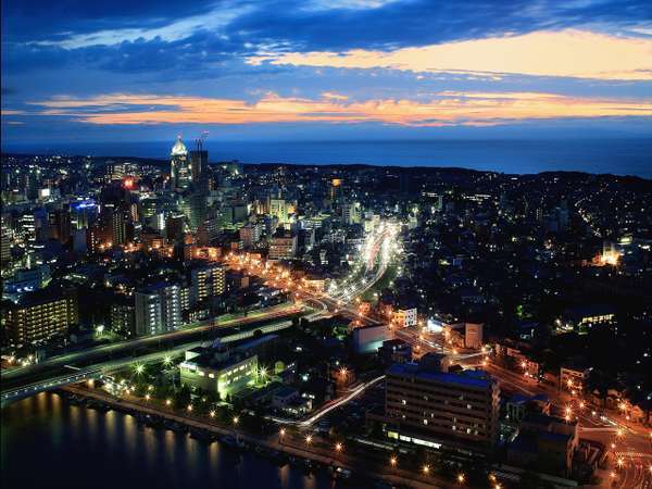 昼はオーシャンビュー。夜は、美しい夜景が眼下に広がる眺望（客室からの夜景/一例）