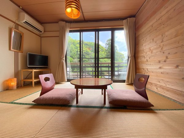 １名～２名　ベランダ付き和室　日本製寝具でぐっすり。