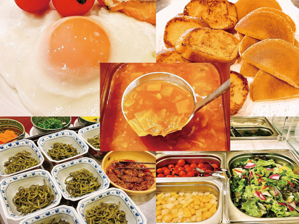 朝食バイキング★山口県産食材を使ったメニュー等、多数ご準備しております♪