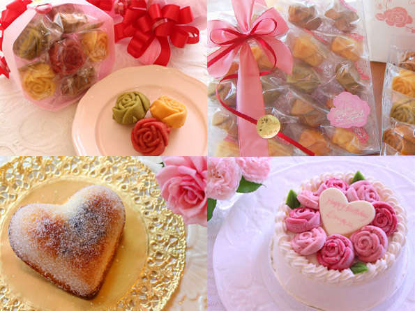 併設された薔薇のマドレーヌのお店ランジェラでは、こだわりのお菓子をご用意。ケーキのオーダーも可能♪
