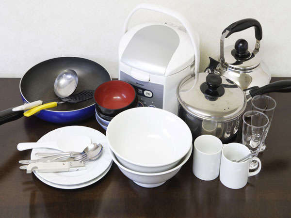 ●長期の方には便利な調理器具類を無料でお貸し出ししています。