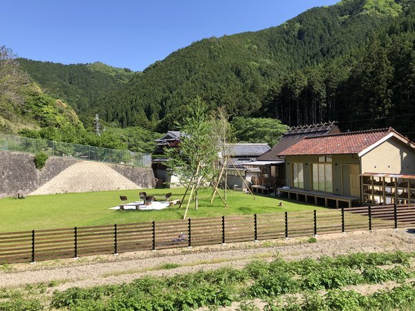 天然芝の広大なドッグラン