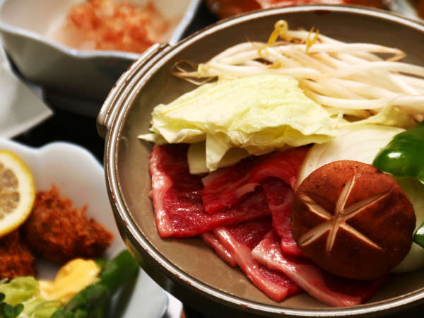 料理-夕食-信州牛の陶板焼き
