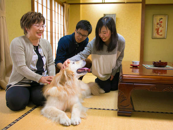 大型犬まで宿泊できるのは土湯でニュー扇屋だけ♪我が家のような『居心地の良さ』を目指しておもてなし。