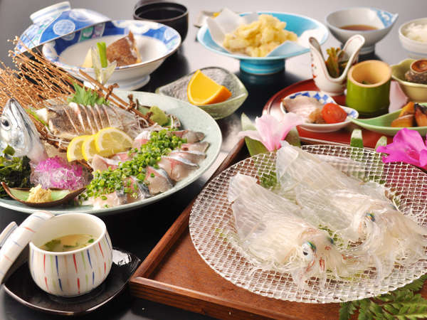 尾ノ上Ｒｙｏｋａｎのプラン「呼子の海の恵み　～唐津Qサバ活き造りと活きイカの会席～【ペット不可】」