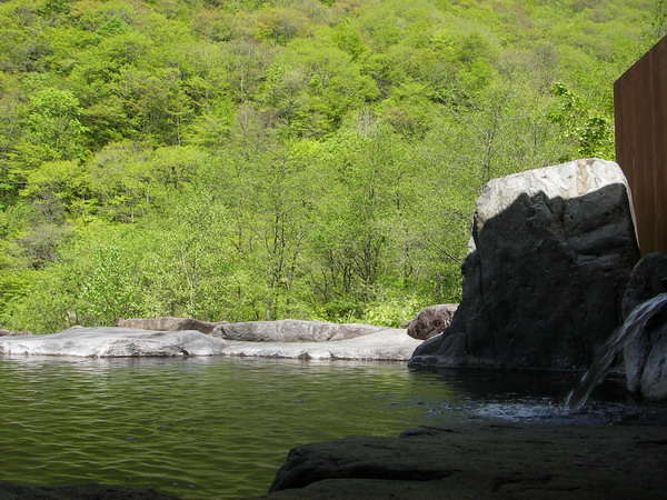 新緑の混浴露天風呂