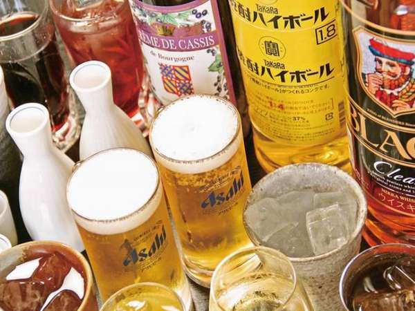 アルコールは、朝食も夕食も飲み放題