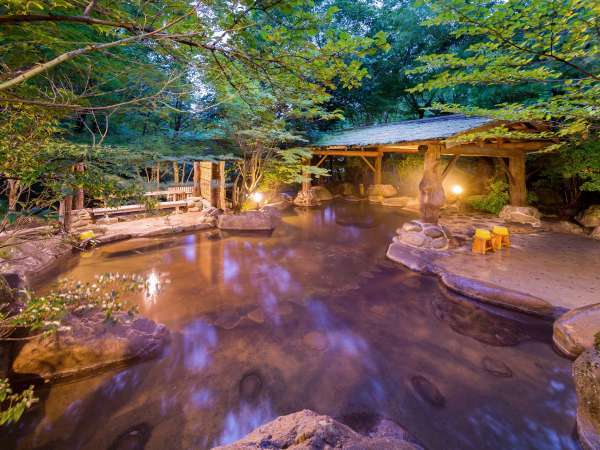 夜は星空の下、ゆっくりお過ごしいただけます／露天風呂例