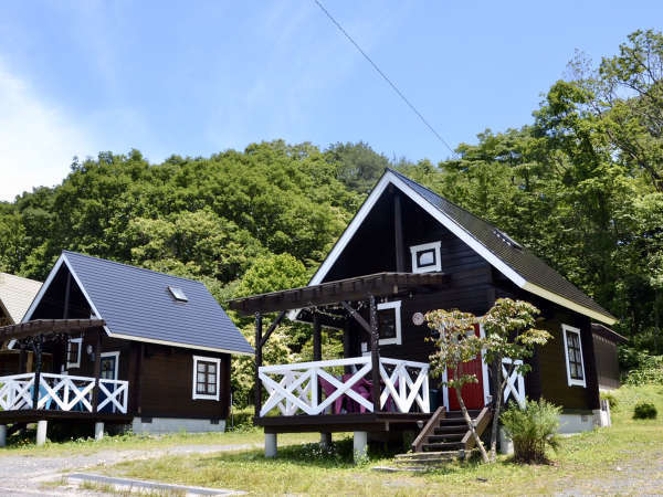【赤・青のコテージ】サンタクロースの国、フィンランドから輸入した可愛いログハウス。