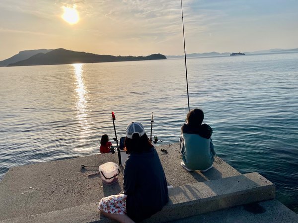 夕焼けと釣り