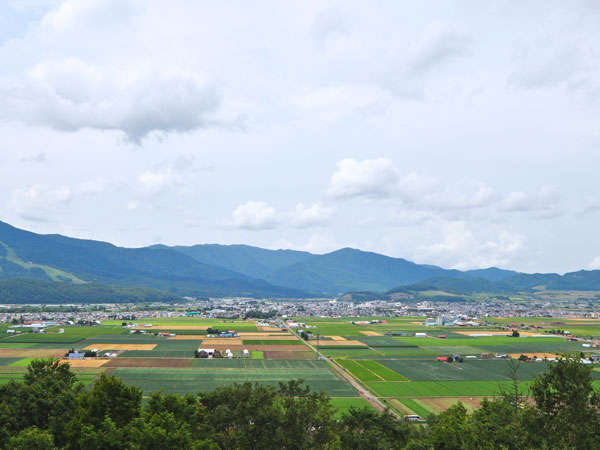 【ハートヒルパーク展望台】広大な富良野市街を一望できる展望台。