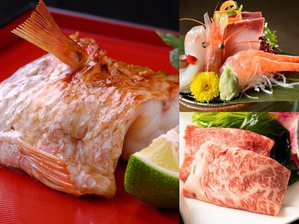 白身のトロと呼ばれる高級魚「のど黒」やにいがた和牛肉、日本海の幸のお造りを堪能できる会席料理※料理例