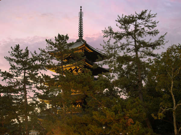 *【五重の塔を臨む和室からの景色】窓から興福寺の五重塔がご覧いただける嬉しいお部屋