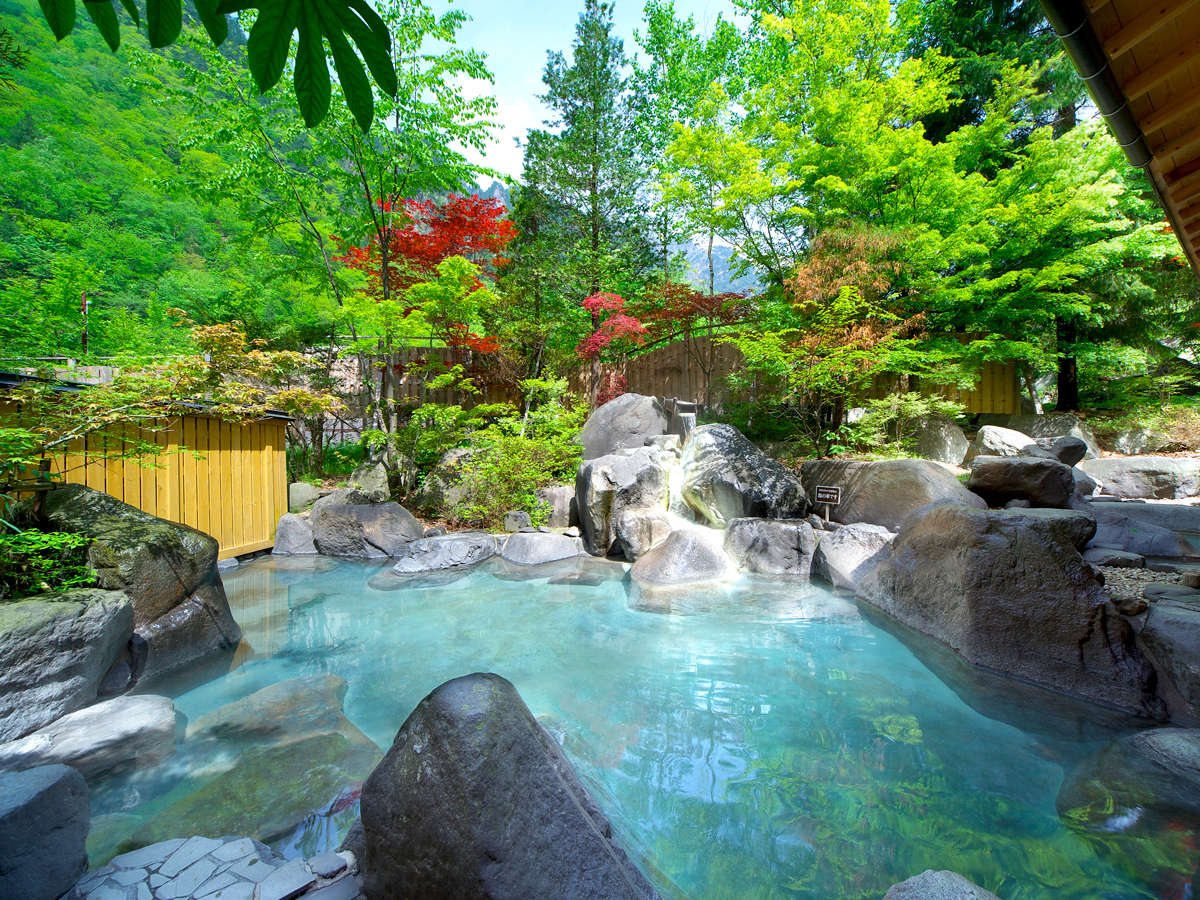泉源からは“良質な温泉”が湧き出る“常にかけ流し”の『庭園風露天風呂』